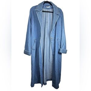 Vintage  Denim Duster Trench Coat Size 8 Y2K Western Country